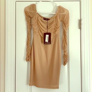 Mesh off the shoulder mini dress